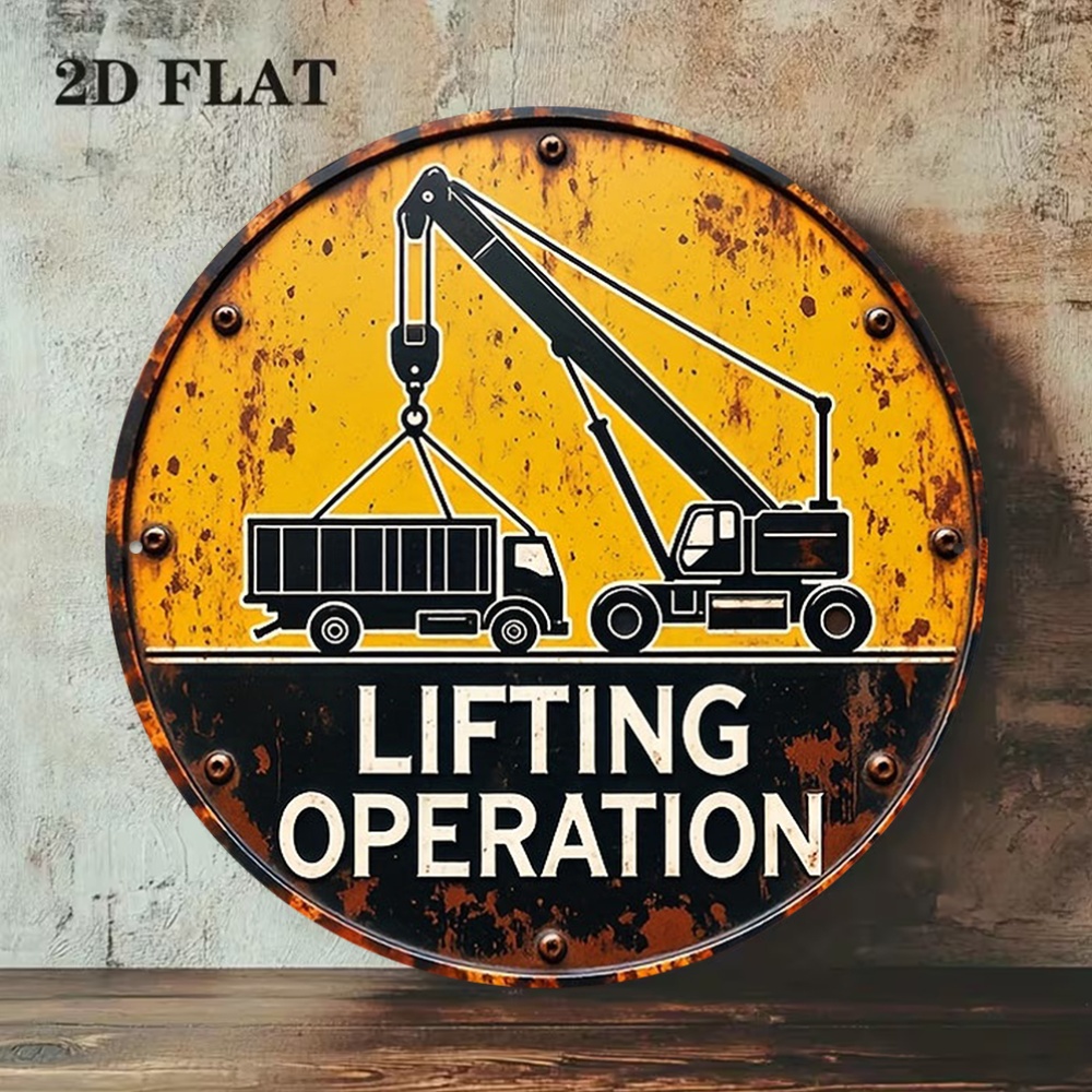 2D Metal Sign Round 20cm Retro - đánh giá và giá Heavy Equipment Sign